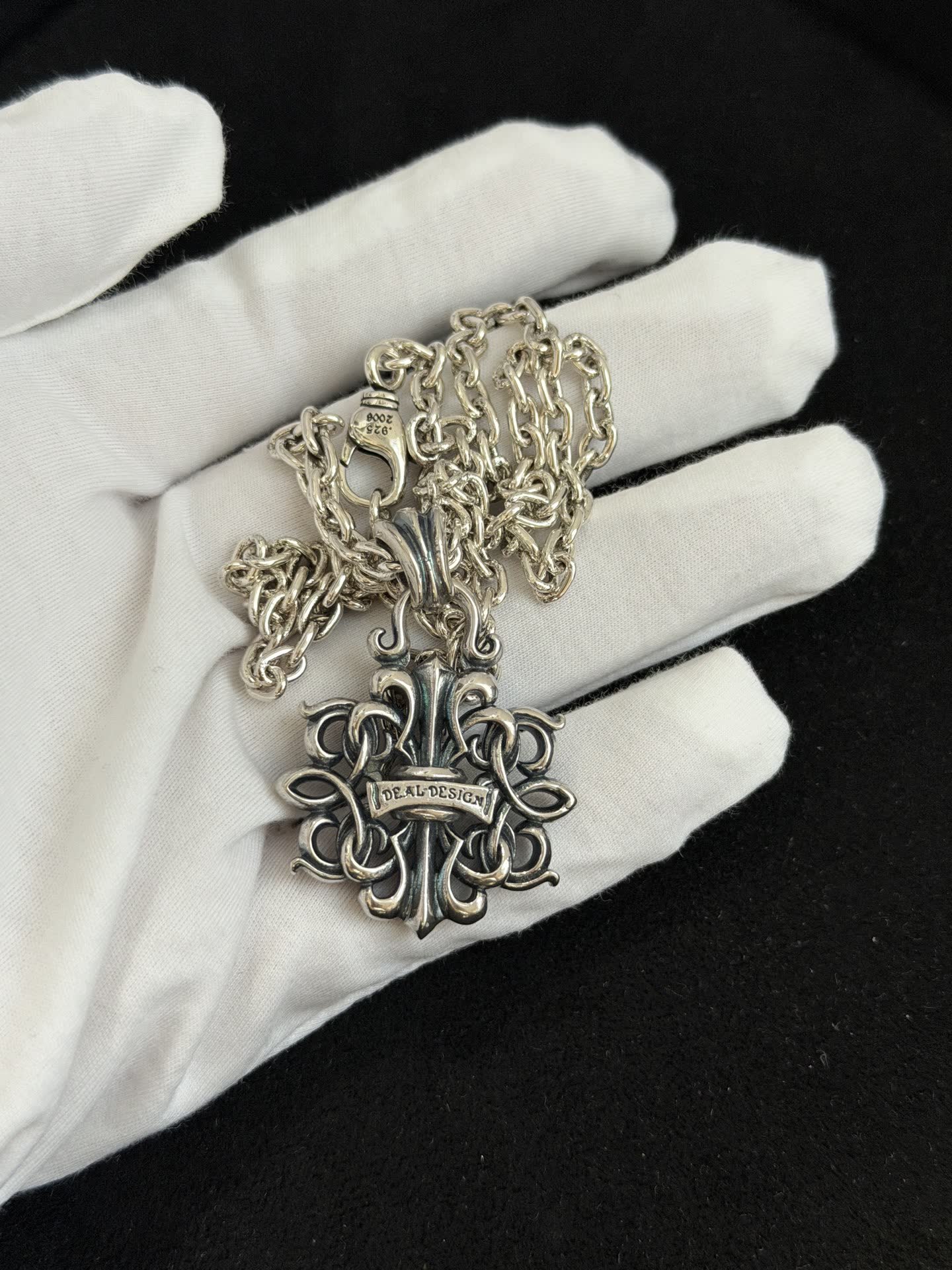 Chrome Hearts Silver Chain with Ornate Pendant